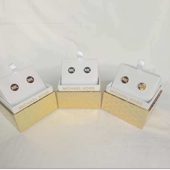 NWT authentic MK gold tone stone logo studs - Picture 4 of 4